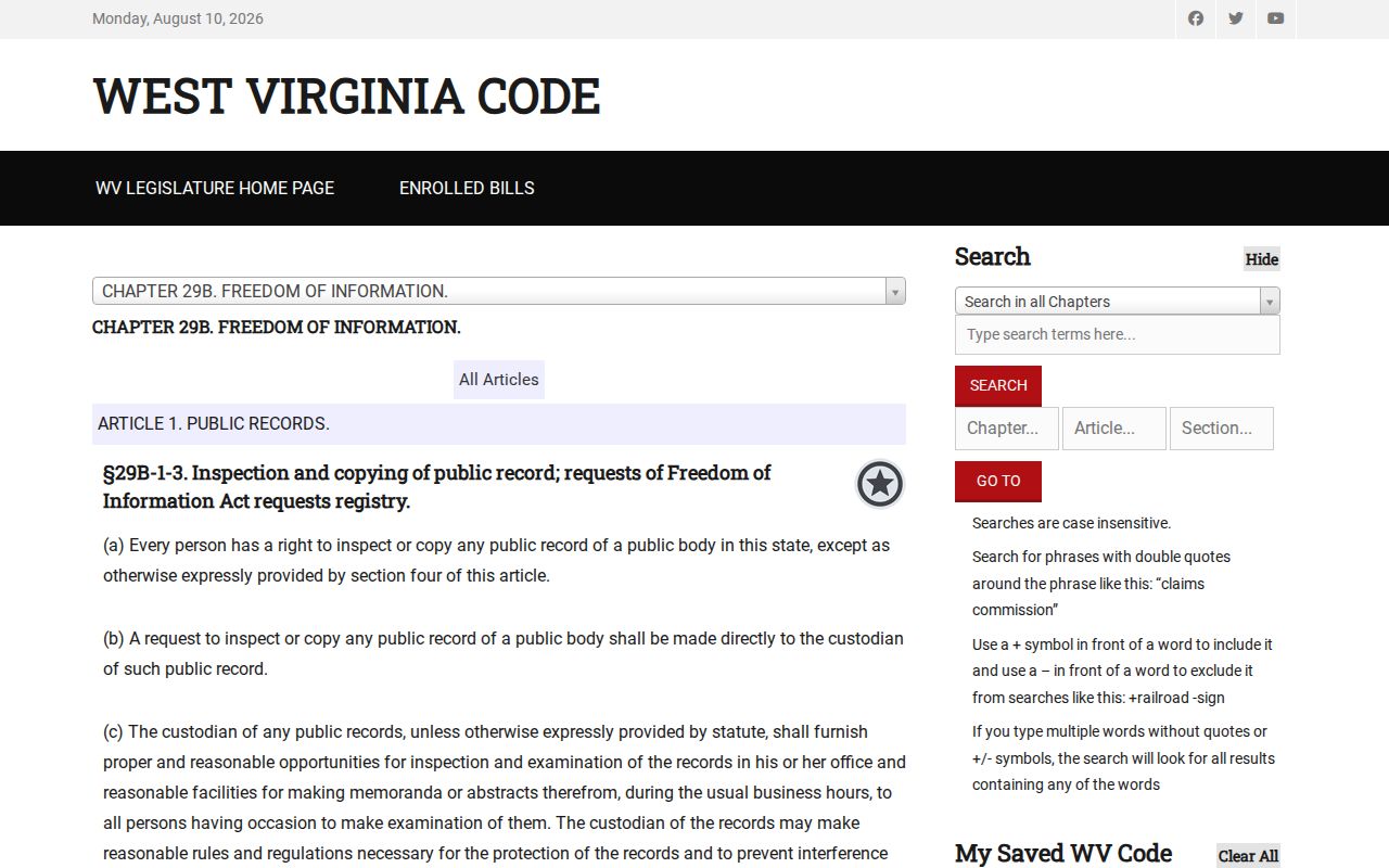 Berkeley County court record FOIA inspection law